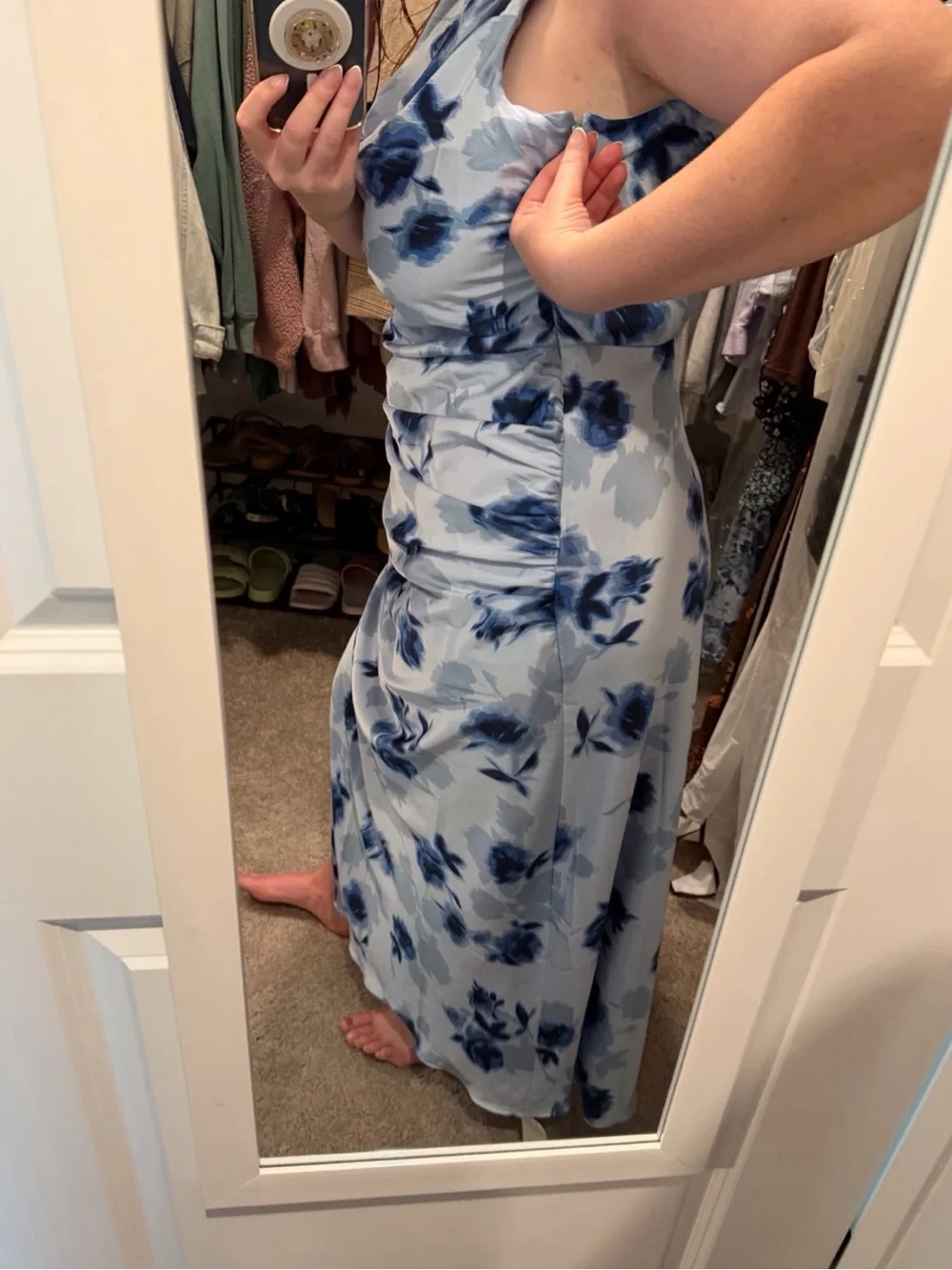 Abercrombie & Fitch Light Blue Floral Cowl Neck Maxi Dress